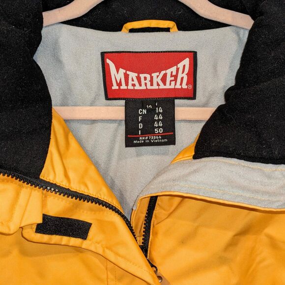 Women's Marker Insulated Snow Coat Size 14 Full Zip Cord Locks Yellow Ski Jacket - Picture 3 of 8